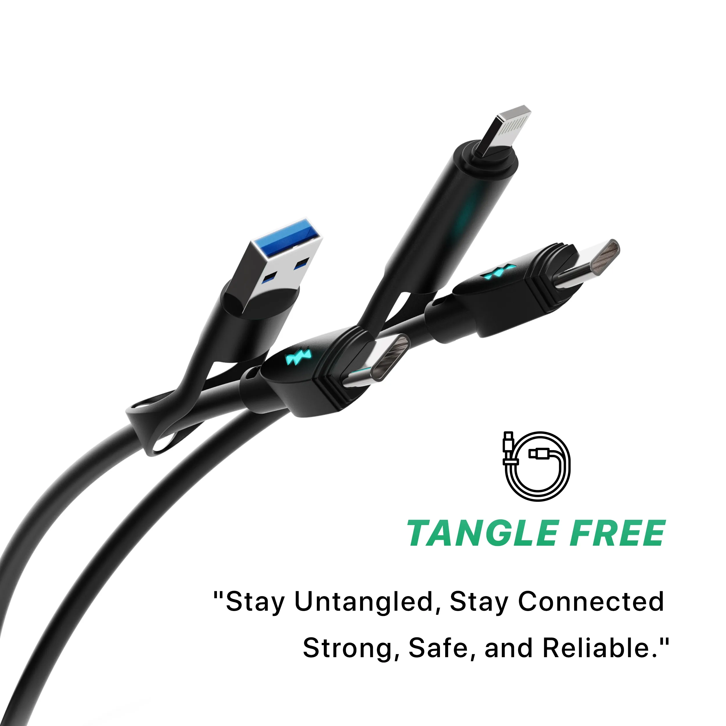EVM 4-in-1 Charge & Sync Cable 60W 1M (USB | Iphone | Type-C) EVM-M-5-B view 3